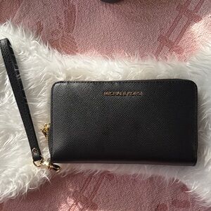 Michael Kors Black Leather Wristlet